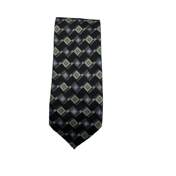 Croft & Barrow Men's Geometric Pattern 100% Polyester Neck Tie Green - Picture 1 of 5